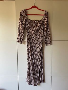 Reformation Purple and Cream Geometric Maxi Dress